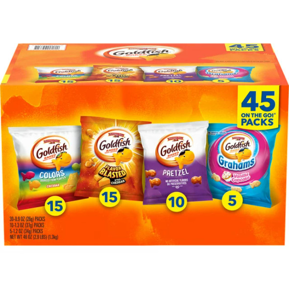 Pepperidge Farm Goldfish Crackers Sweet & Savory Variety Snack Packs, 45 pk.