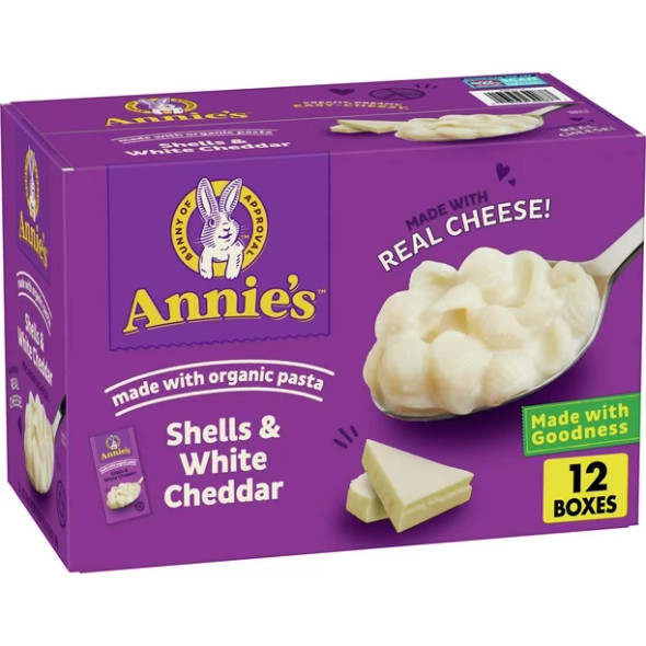 Annie's Shells & White Cheddar Sauce, 12 pk./6 oz.