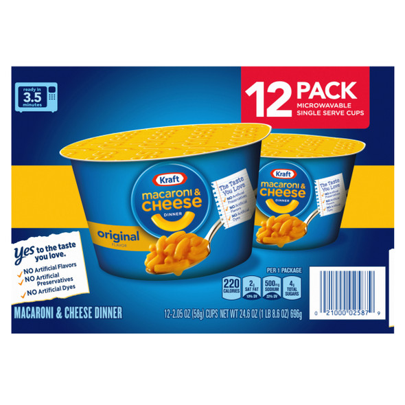 Kraft Original Macaroni & Cheese Easy Microwavable Dinner, 12 pk./2.05 oz.