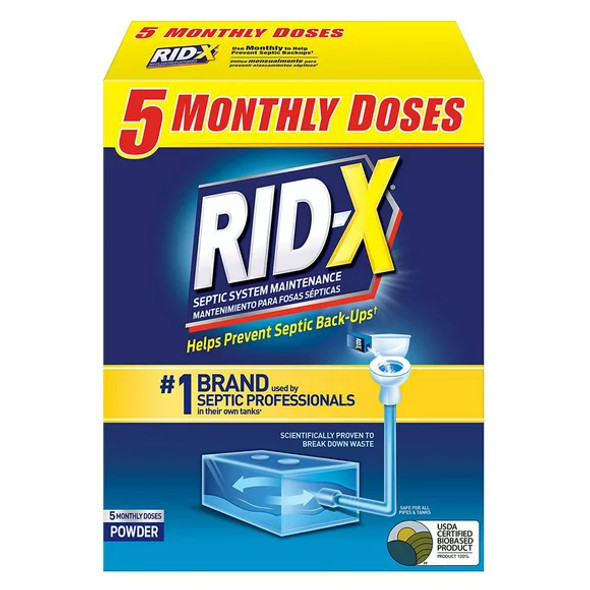 RID-X Septic Treatment, 5 Month Supply Of Powder, 49 oz.