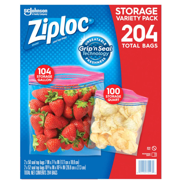 Ziploc Mixed Storage Variety Pack, 204 ct.