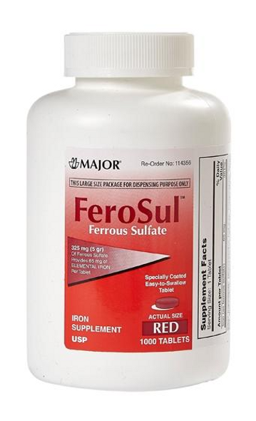 Major Vitamins  Ferrous Sulfate 325mg Red Tab  Compared to:Feosol® 1000tab 12pk