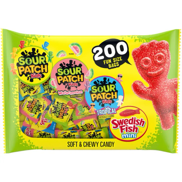 Sour Patch Kids and Swedish Fish Mini Soft and Chewy Candy Variety Snack Packs, 200 pk.