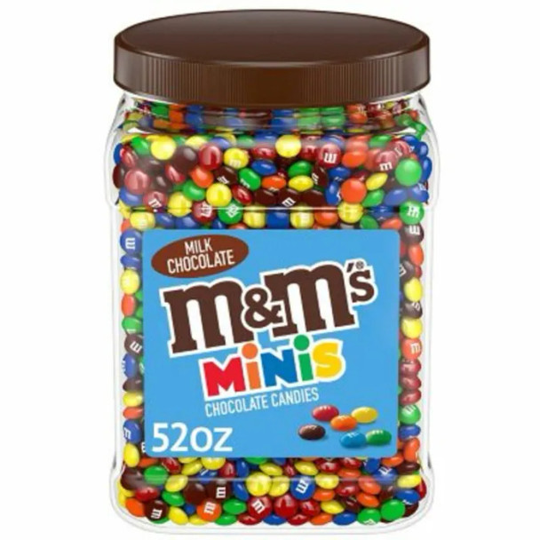 M&M'S Minis Milk Chocolate Candy, Resealable Bulk Candy Jar, 52 oz.
