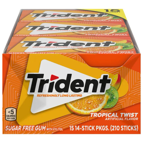 Trident Tropical Twist Sugar-Free Gum, 15 pk./14 ct.
