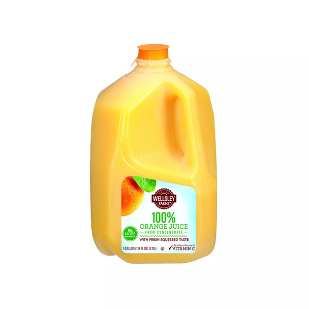 Wellsley Farms 100% Orange Juice from Concentrate, 1 gal.