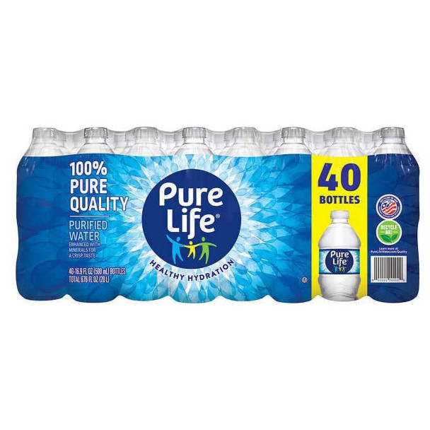 Pure Life Purified Water, Plastic Bottled Water, 40 pk./16.9 fl. oz.
