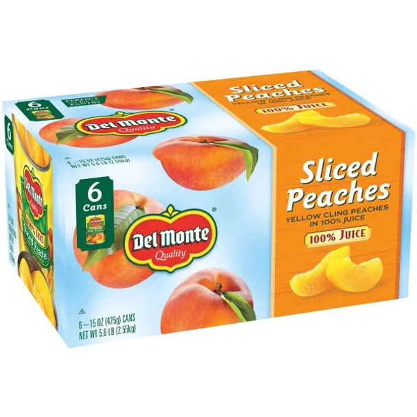 Del Monte Sliced Peaches in 100% Juice, 6 pk./15 oz.