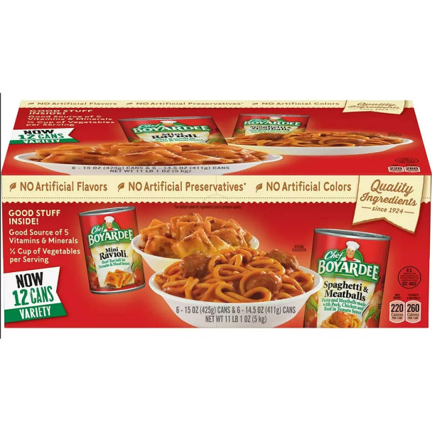 Chef Boyardee Mini Ravioli and Spaghetti & Meatballs Variety Pack, 12 pk.