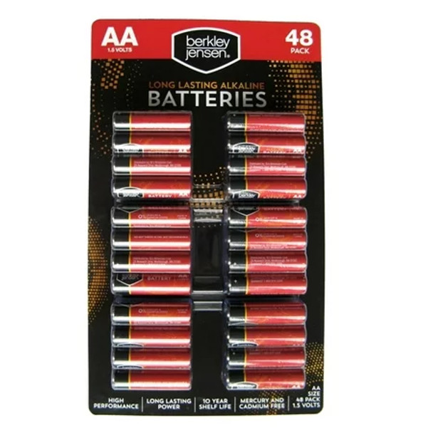 Berkley Jensen AA Alkaline Batteries, 48 ct.