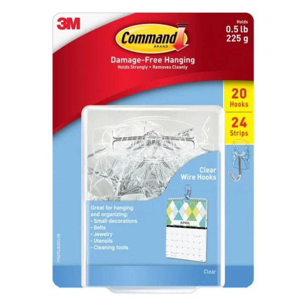 Command Small Wire Hooks, 20 ct. - Clear
