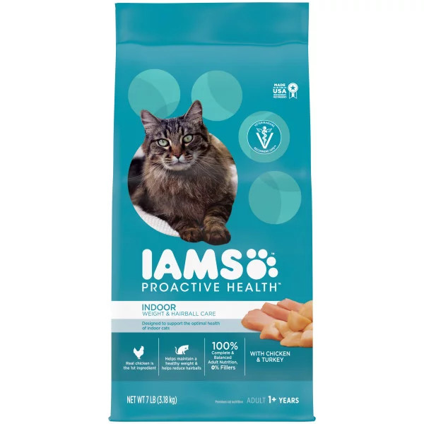 IAMS ProActive Health Adult Indoor Weight & Hairball Care Dry Cat Food, 16 lbs.