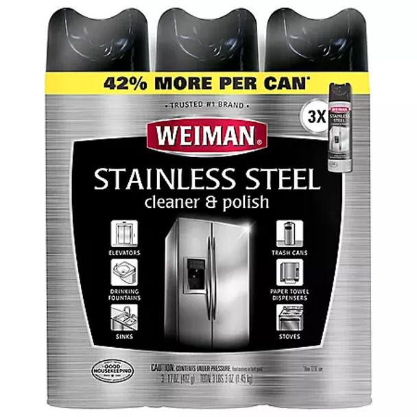 Weiman Stainless Steel Cleaner, 3 pk./17 oz.