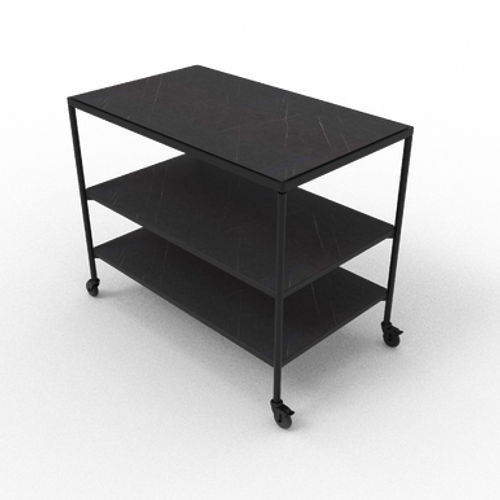 Reversible White and Black Marble Distribution and Display Trolley