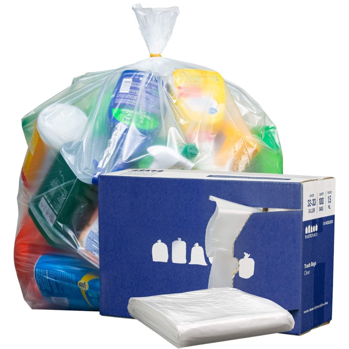 Cost-Conserving Plasticplace 32-33 Gallon Trash Bags, 100 Count