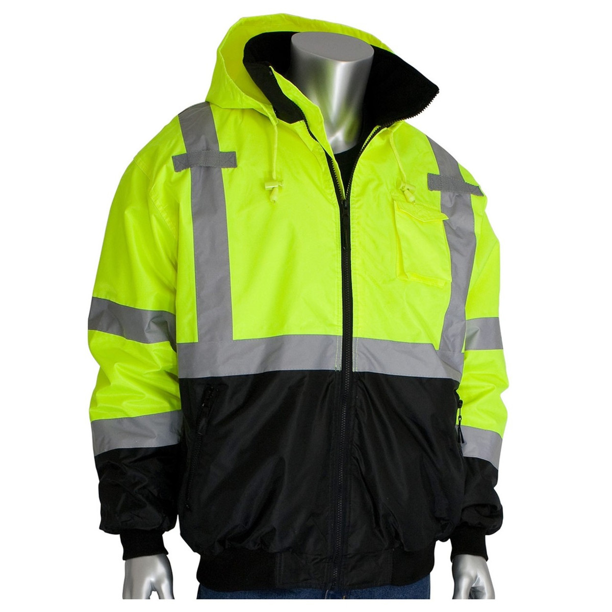 PIP Hi-Vis ANSI Class 3 Black-Trim Bomber Jacket - 333-1766