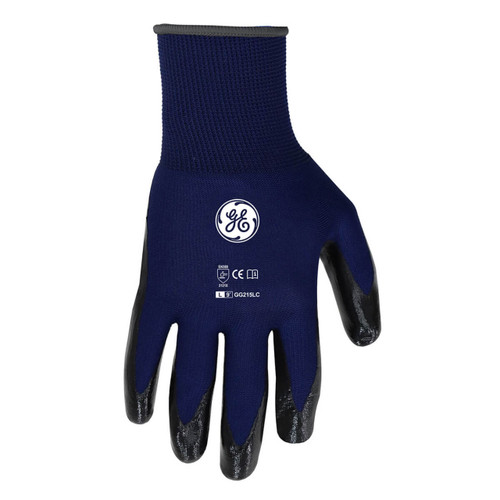 General Electric GG215 Blue Smooth Nitrile Dipped Gloves - Single Pair