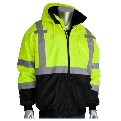 PIP Hi-Vis ANSI Class 3 WP Black-Trim Bomber Jacket - 333-1766