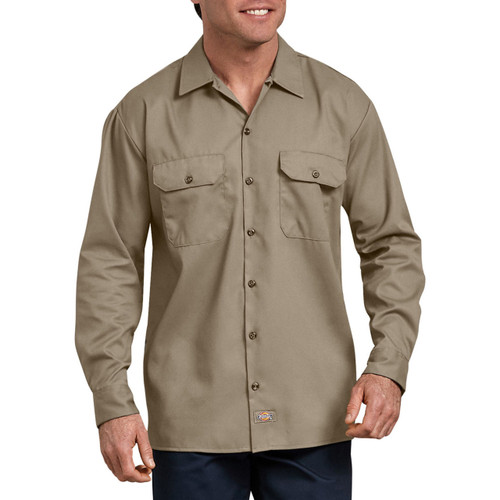 Dickies Men's Flex Relaxed Fit Short Sleeve Twill Work Shirt, Dark Navy, 2XL