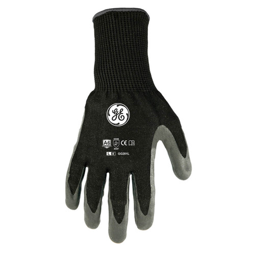 General Electric GG201 Black ANSI A6 Cut Resistant PU Coated Gloves - Pack of 12 Pairs