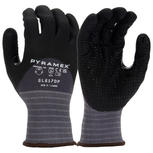 Pyramex GL617DP Gray A1 Cut Dotted Micro Foam Nitrile Dipped Gloves