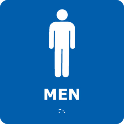 Men, Blue 8x8, Graphic Braille Sign
