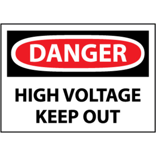 Danger High Voltage Keep Out, 10x14 Pressure Sensitive Vinyl Sign