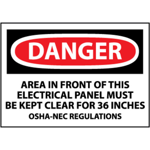 Electrical Panel Must be Clear for 36" Inches (5 Pack, 3" X 5" Tough Vinyl Label)