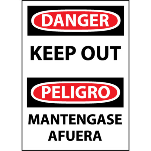 Danger, Keep Out, Bilingual, 14x10, Rigid Plastic Sign