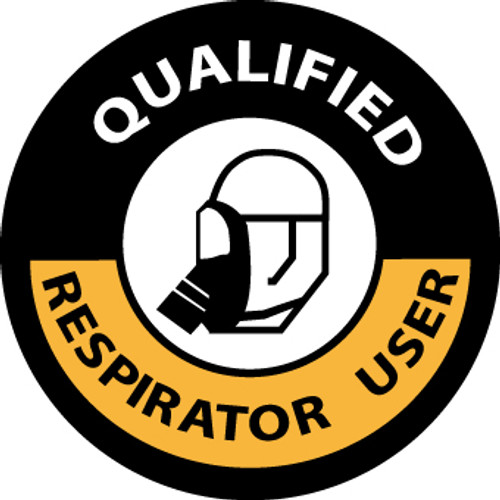 Qualified Respirator User, 2", Pressure Sensitive Vinyl Hard Hat Emblem, Single Sticker