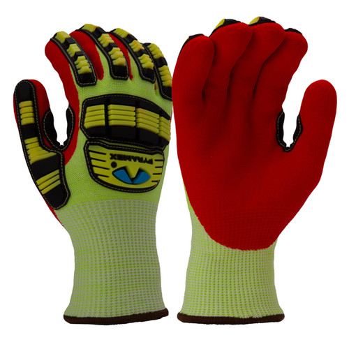 Pyramex GL612C Hi-Vis Insulated A5 Cut Sandy Nitrile Dipped Level 2 Impact Gloves - Single Pair