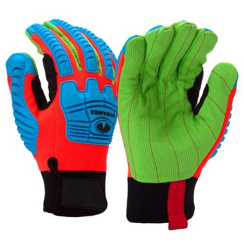 Pyramex GL804C Hi-Vis Insulated Corded Cotton A2 Cut Level 1 Impact Gloves - Single Pair