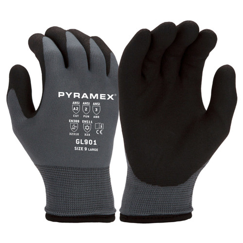 Pyramex Safety GL901 Gray Insulated A2 Cut HPT Dipped Gloves - Single Pair