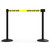 Banner Stakes 14' Retractable Belt Barrier System with Bases, Black Posts and Yellow "Caution - Do Not Enter" Belts - AL6202B