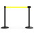 Banner Stakes 14' Retractable Belt Barrier System with Bases, Black Posts and Blank Yellow Belts - AL6204B