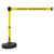 Banner Stakes Barrier Set with Stand-Alone Base, Post, Stake and Retractable Belt; Yellow "ATTENTION – ENTRÉE INTERDITE" - PL4146