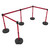 Banner Stakes 60' Barrier System with 5 Bases, Post, Stakes, and 4 Retractable Belts; Red Double-Sided "DANGER" - PL4564