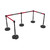 Banner Stakes 60' Barrier System with 5 Bases, Post, Stakes, and 4 Retractable Belts; Black "Stay 6FT Apart" - PL4574