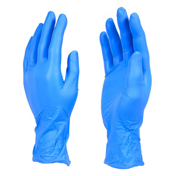 UMBO Niflex45 Blue Nitrile Disposable Gloves - 4.5 mil - H119 - Box of 100 (S, M, L, XL, 2XL)