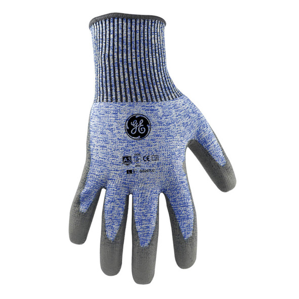 General Electric GG207 Blue/Gray ANSI A3 Cut Resistant PU Coated Gloves - Single Pair