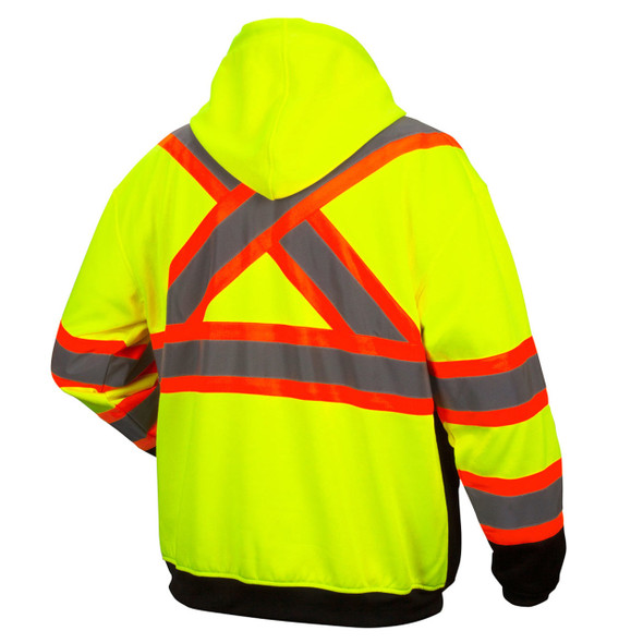 Pyramex RCSZH33 Type R Class 3 High-Vis Zip Black Bottom Hooded Sweatshirt with X-Back