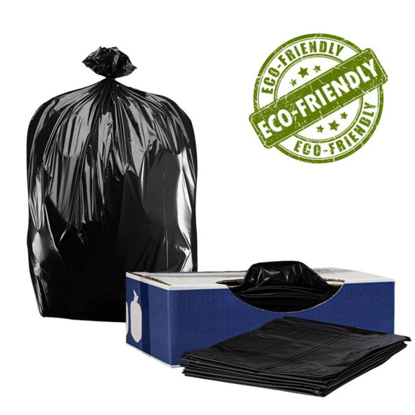 25 Gallon Eco-Friendly Trash Bags, 1.7 Mil Equivalent - Black, 100 Bags - 1.7 Mil equiv (1.25)