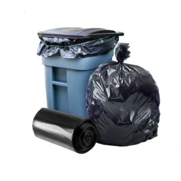 65 Gallon Rollout Trash Bags - Black, 50 Bags - 1.5 Mil