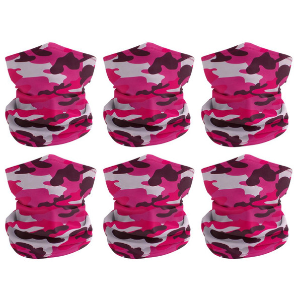 Rugged Blue 6 Pack Pink Camo Multipurpose Neck Gaiter Bandana Face Mask Sunscreen Face Cover with Filter Pocket