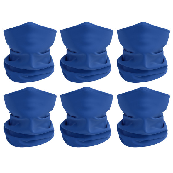 Rugged Blue 6 Pack Royal Blue Multipurpose Neck Gaiter Bandana Face Mask Sunscreen Face Cover