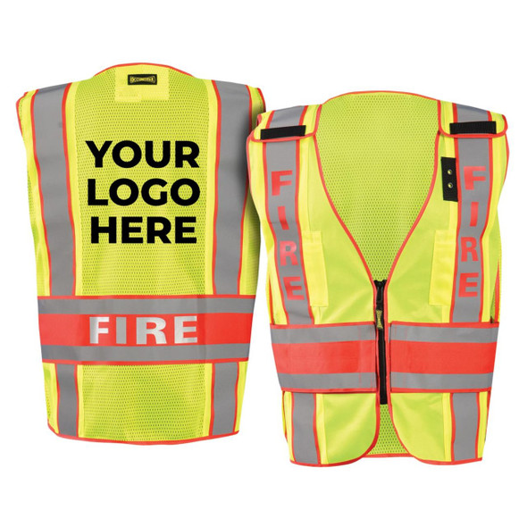 Custom OccuNomix Type P Class 2 High-Vis Fire Mesh Back Public Safety Vest - LUX-DPSF-DOR