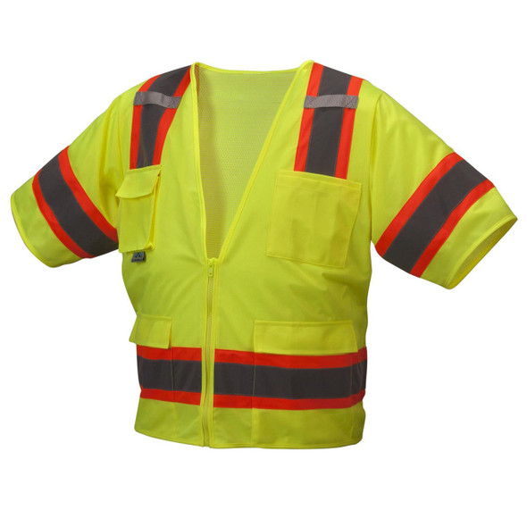 Lime Pyramex Safety RVZ34 Series Type R Class 3 Two-Tone Short Sleeve Safety Vest