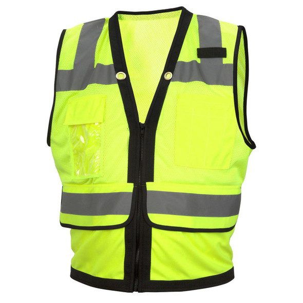 Lime Pyramex Safety RVZ28 Series Type R Class 2 Black Trim Solid Safety Vest