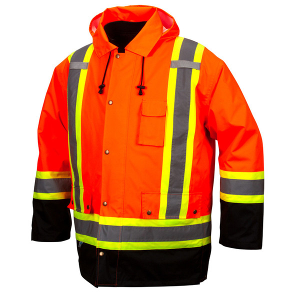Pyramex RC7P35 Type R Class 3 High-Vis Waterproof 7-in-1 Parka with X-Back - High Vis Orange