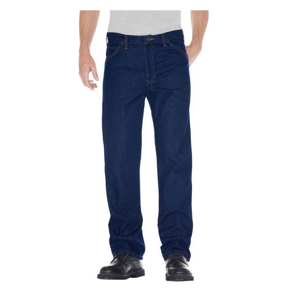 indigo blue Dickies Men's Regular Straight Fit 5-Pocket Denim Jean - 9393